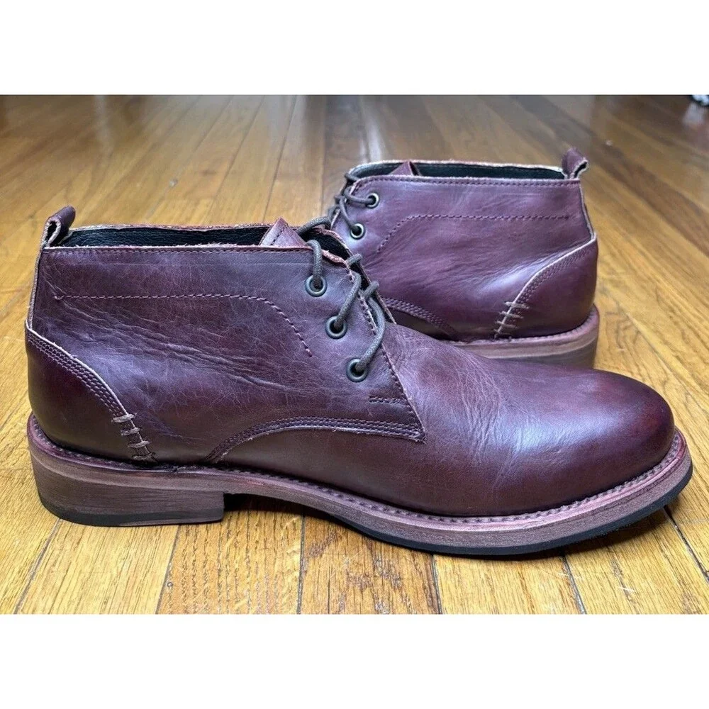 Freebird McCoy Burgundy Wine Leather Western Ankle Boots Men's Size 11 EUC Box